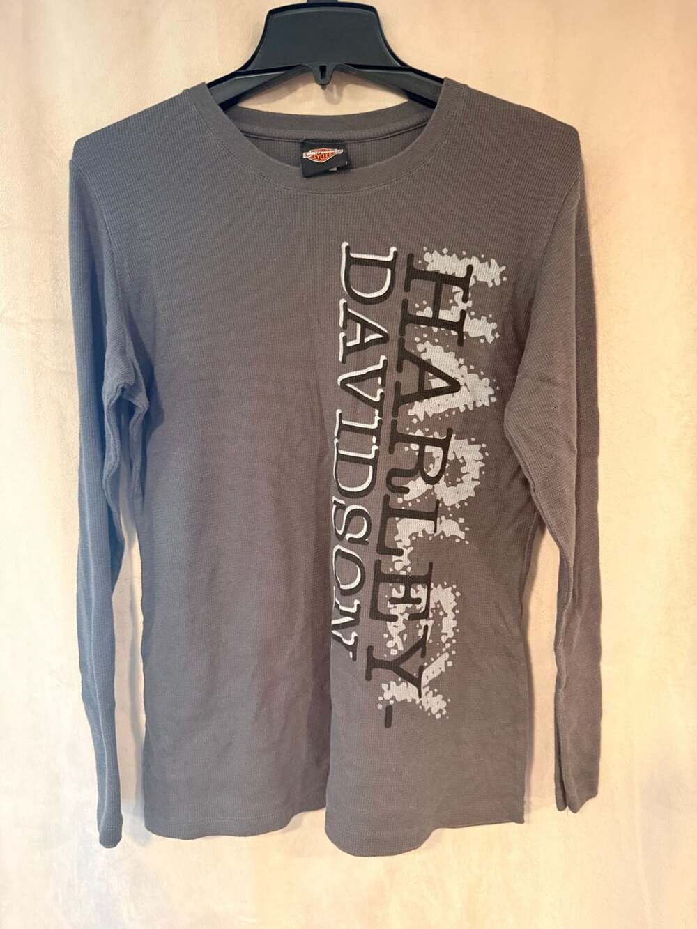 Harley Davidson Waffle Long Sleeve Size XXL Gray Graphic Shirt Rubber City
